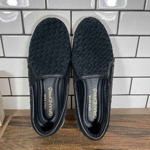 Cole Haan GrandPro Spectator Womens Size 6 Shoes Black Woven Suede Slip On - Picture 6 of 13